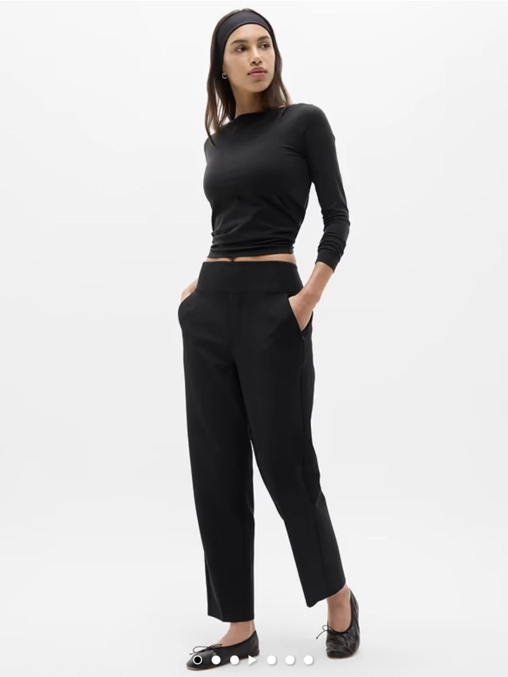 Athleta Endless High Rise Pants Womens black Sz 4 Office Casual Pull On Pockets